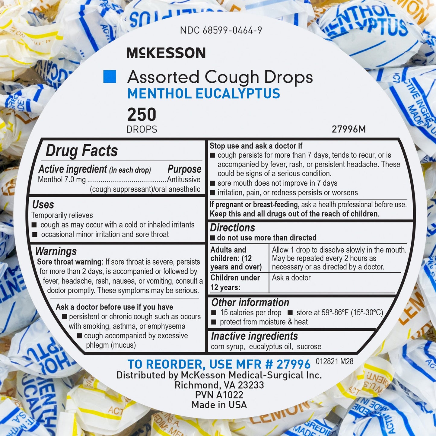 McKesson Brand Cold and Cough Relief 8.6 mg Strength Lozenge 250 per Jar (1111747_CS)