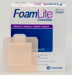 FoamLite™ Thin Foam Dressing 4 X 4 Inch With Border Film Backing Silicone Adhesive Square Sterile (1053865_EA)