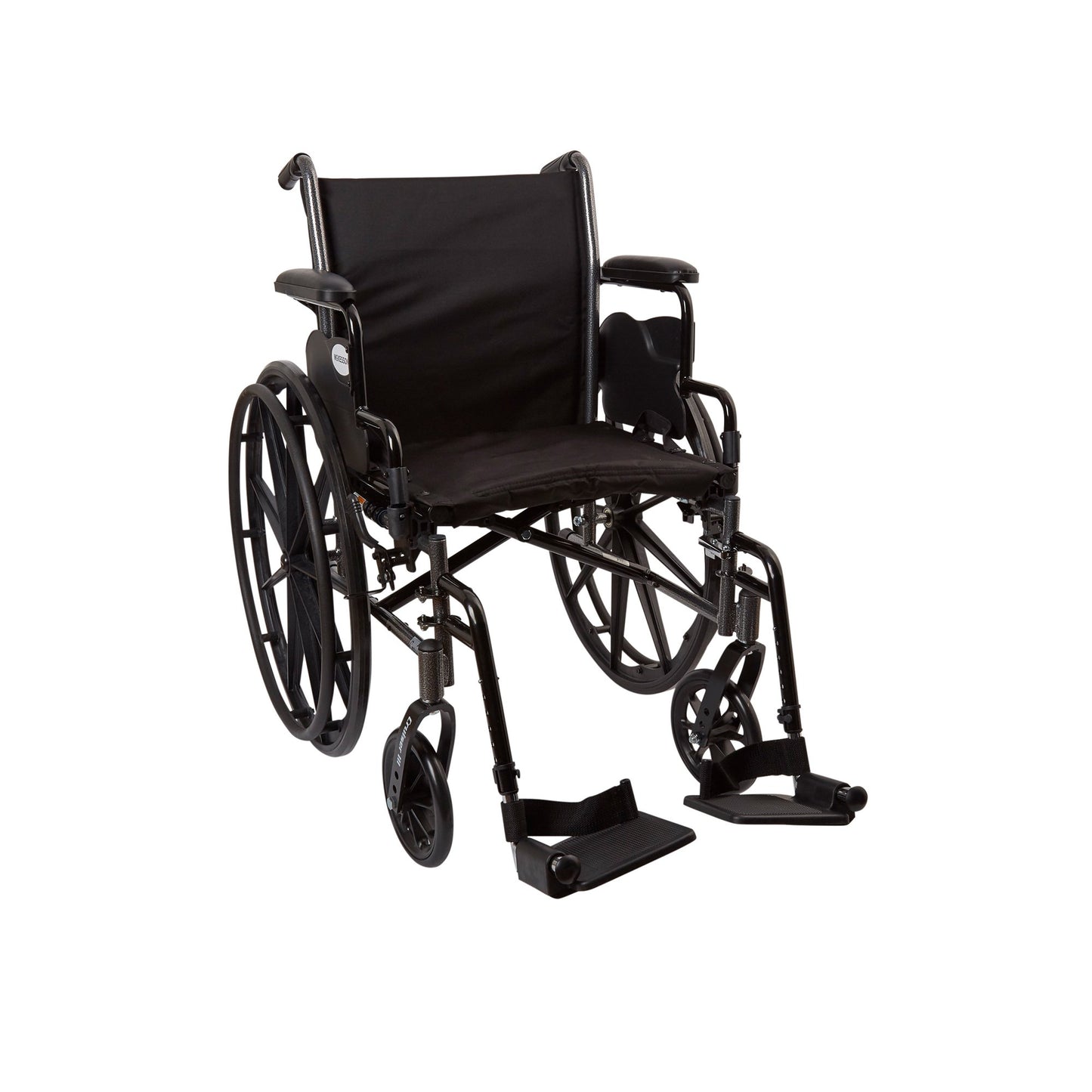 McKesson Lightweight Wheelchair Dual Axle Desk Length Arm Swing-Away Footrest Black Upholstery 18 Inch Seat Width Adult 300 lbs. Weight Capacity (1065284_EA)