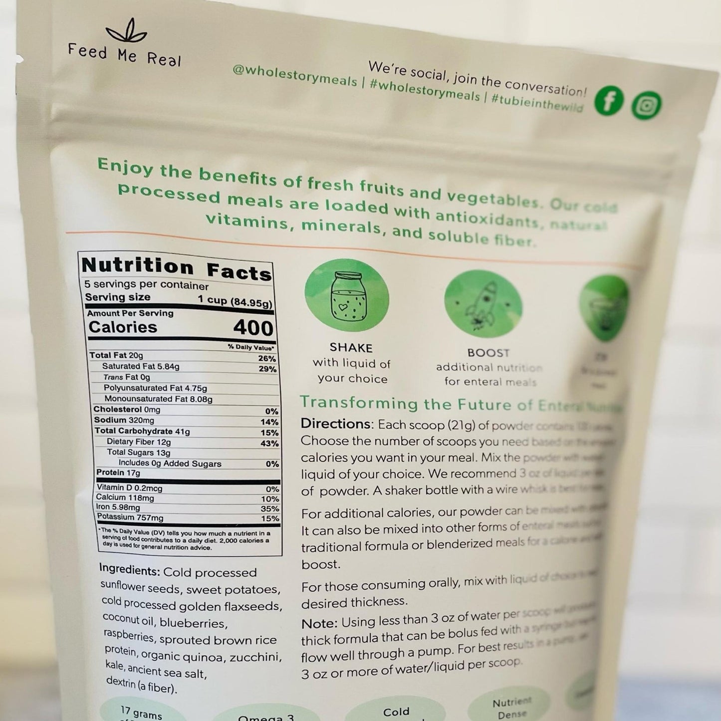 Whole Story Meals Oral Supplement Kale Quinoa Berry Flavor 16 oz. Pouch Powder (1223928_EA)