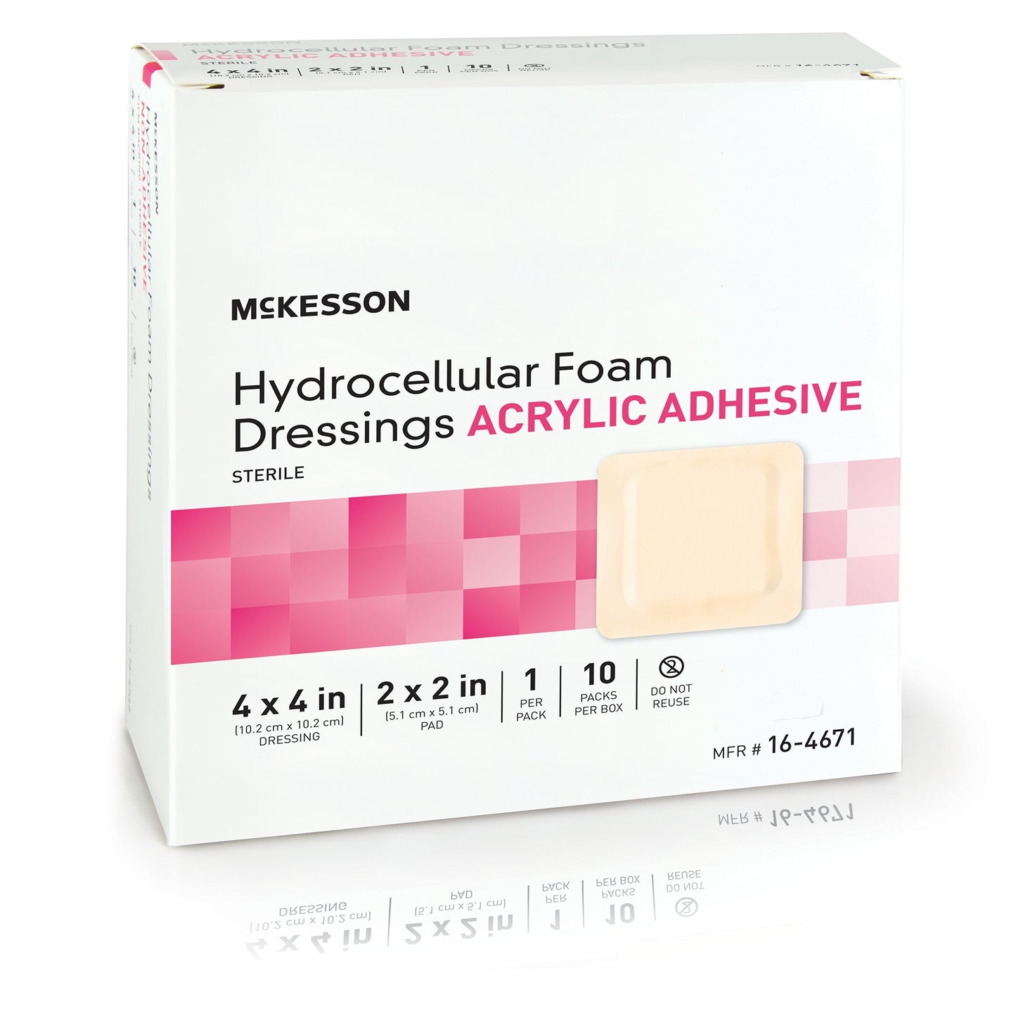 McKesson Foam Dressing 4 X 4 Inch With Border Film Backing Acrylic Adhesive Square Sterile (1138281_BX)