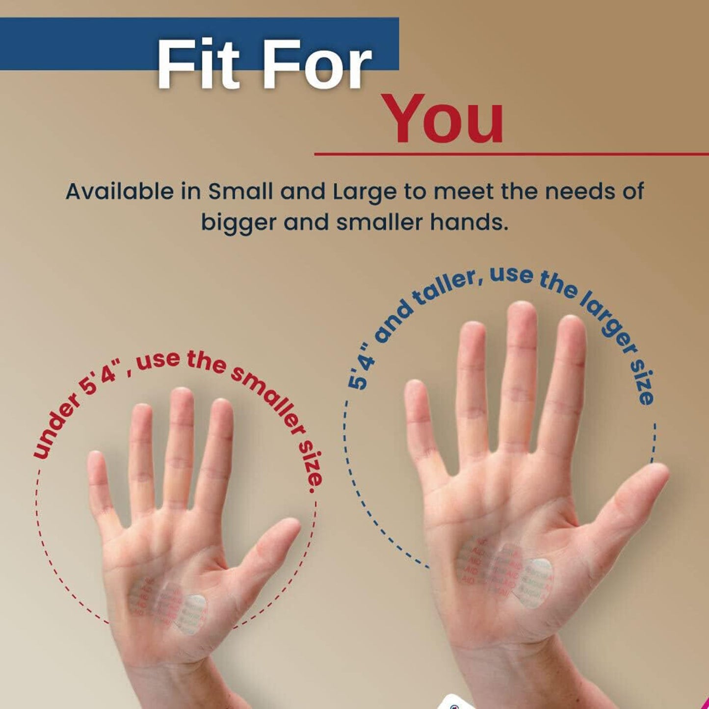Carpal AID® Patch Hand-Based Carpal Tunnel Support Plastic Left or Right Hand Clear Large (1233610_PK)