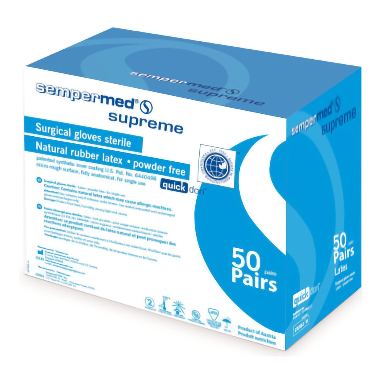 Sempermed® Supreme Surgical Glove Size 9 Sterile Latex Standard Cuff Length Fully Textured Ivory Not Chemo Approved (554117_CS)
