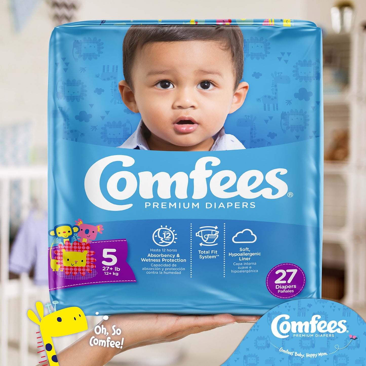 Comfees® Unisex Baby Diaper Size 5 Disposable Moderate Absorbency (993247_BG)