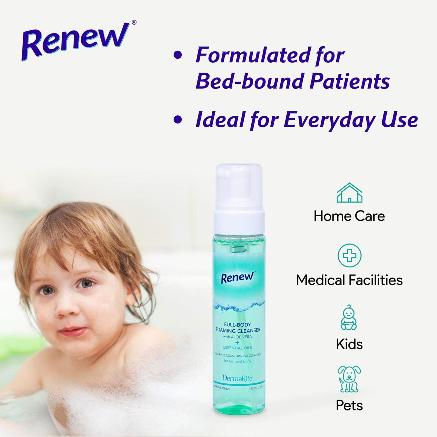 Renew™ Rinse-Free Body Wash Foaming 8 oz. Pump Bottle Citrus Scent (776333_CS)
