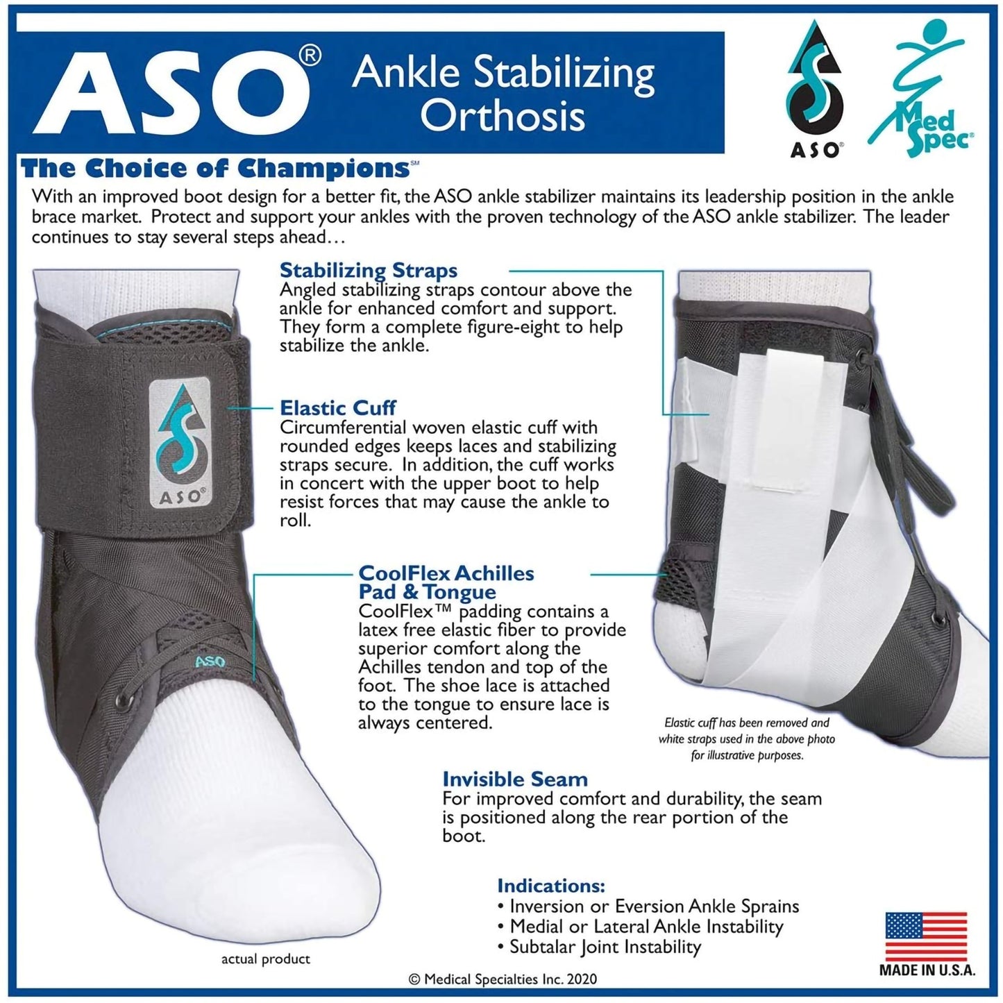 ASO® Speed Lacer Ankle Brace Small Lace-Up / Hook and Loop Strap Closure Foot (636481_EA)