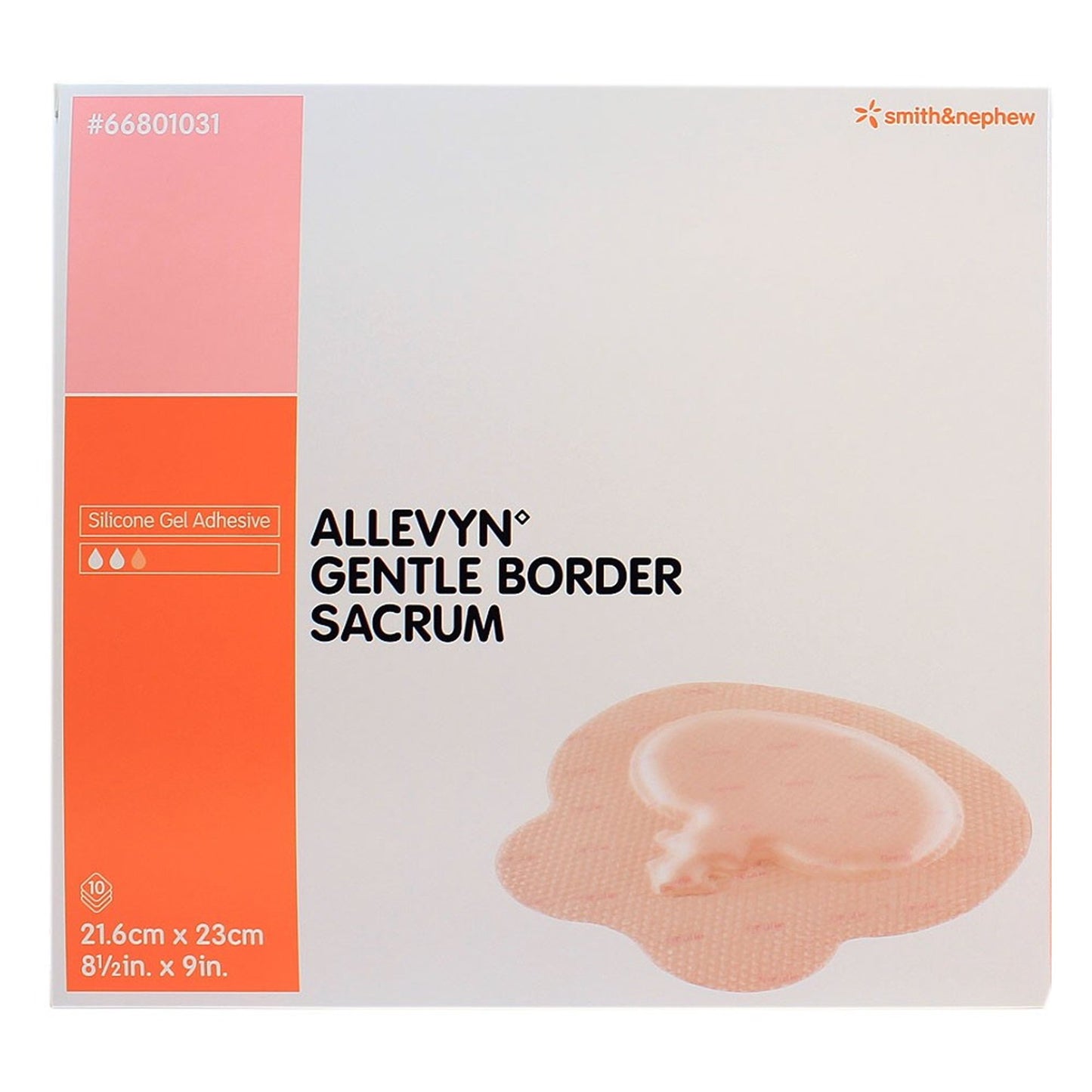 Allevyn Gentle Border Foam Dressing 8-1/2 X 9 Inch With Border Film Backing Silicone Gel Adhesive Sacral Sterile (831048_BX)