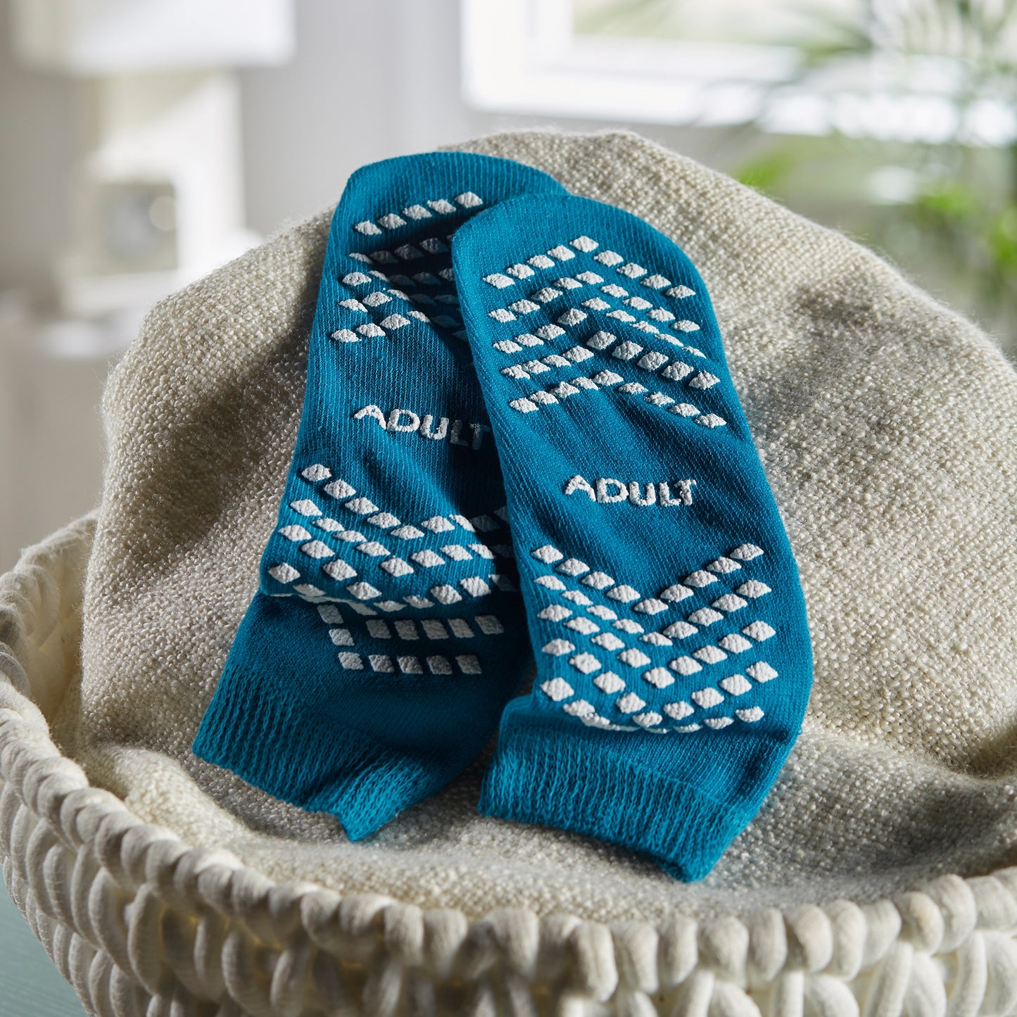 McKesson Slipper Socks Unisex Adult Large Single Tread Single Patient Use Teal (1038459_CS)