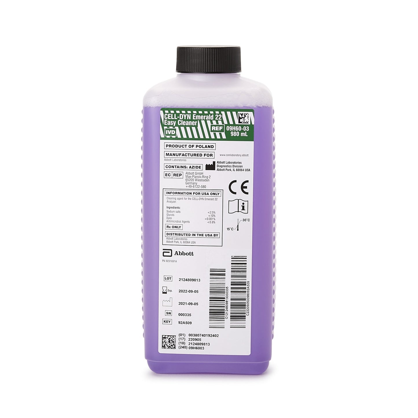 Cell-Dyn® Hematology System Reagent Easy Cleaner For Cell-Dyn Emerald 22 Hematology Analyzer (1185175_EA)