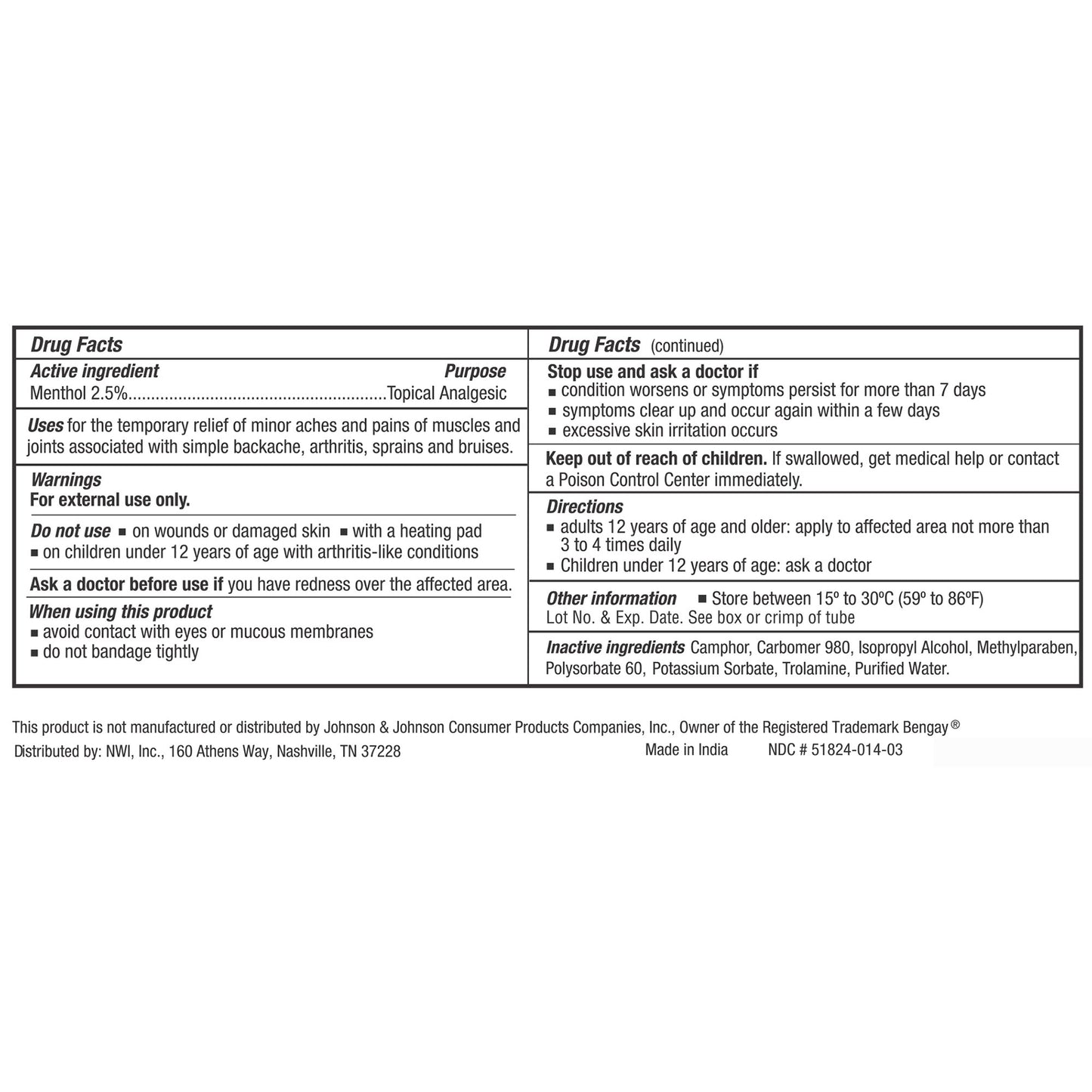 CareAll® Muscle and Joint Topical Pain Relief 2.5% Strength Menthol Topical Gel 3 oz. (838875_CS)