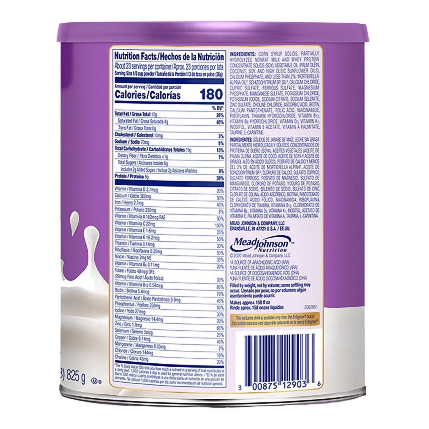 Enfagrow®Premium Gentlease® Toddler Pediatric Oral Supplement Unflavored 29.1 oz. Can Powder Calories (1201028_EA)