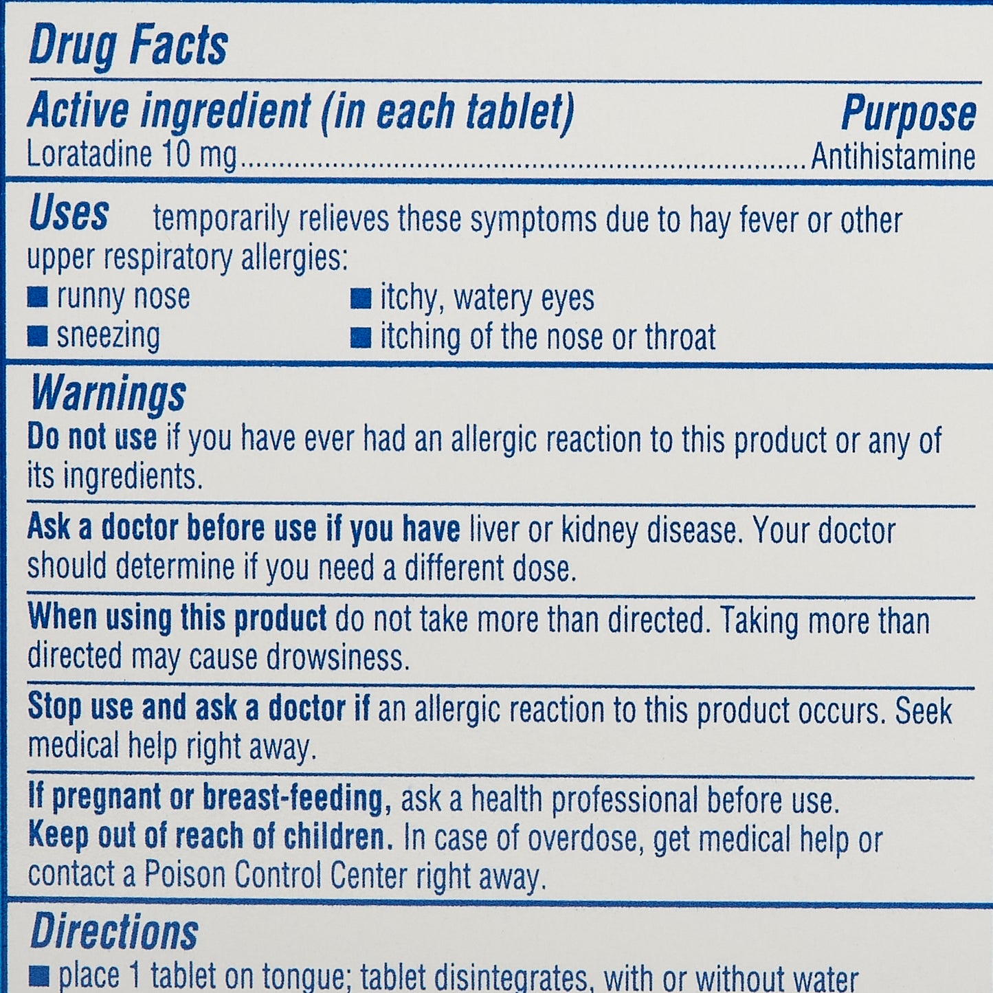 Claritin® Redi Tabs® Allergy Relief 10 mg Strength Tablet 30 per Box (866207_BX)