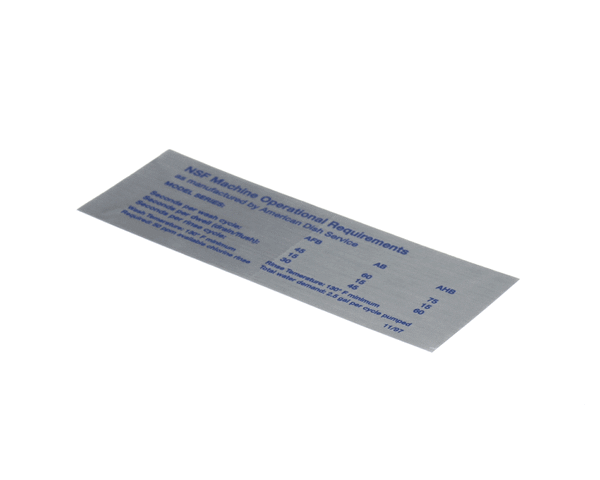 American Dish Service 089-9278 Decal, Nsf Model Af-B (ADS089-9278)
