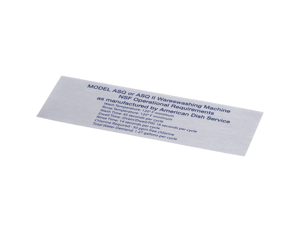 American Dish Service 089-9281 Decal, Nsf Model Asq Ii (ADS089-9281)