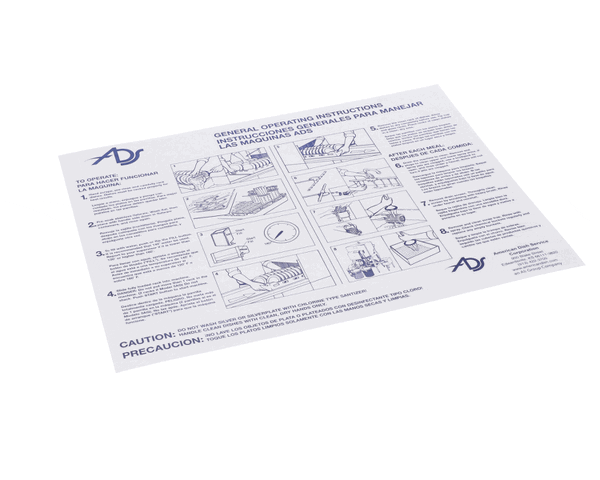 American Dish Service 089-9364 Wall Chart, Cleaning Door Typ (ADS089-9364)