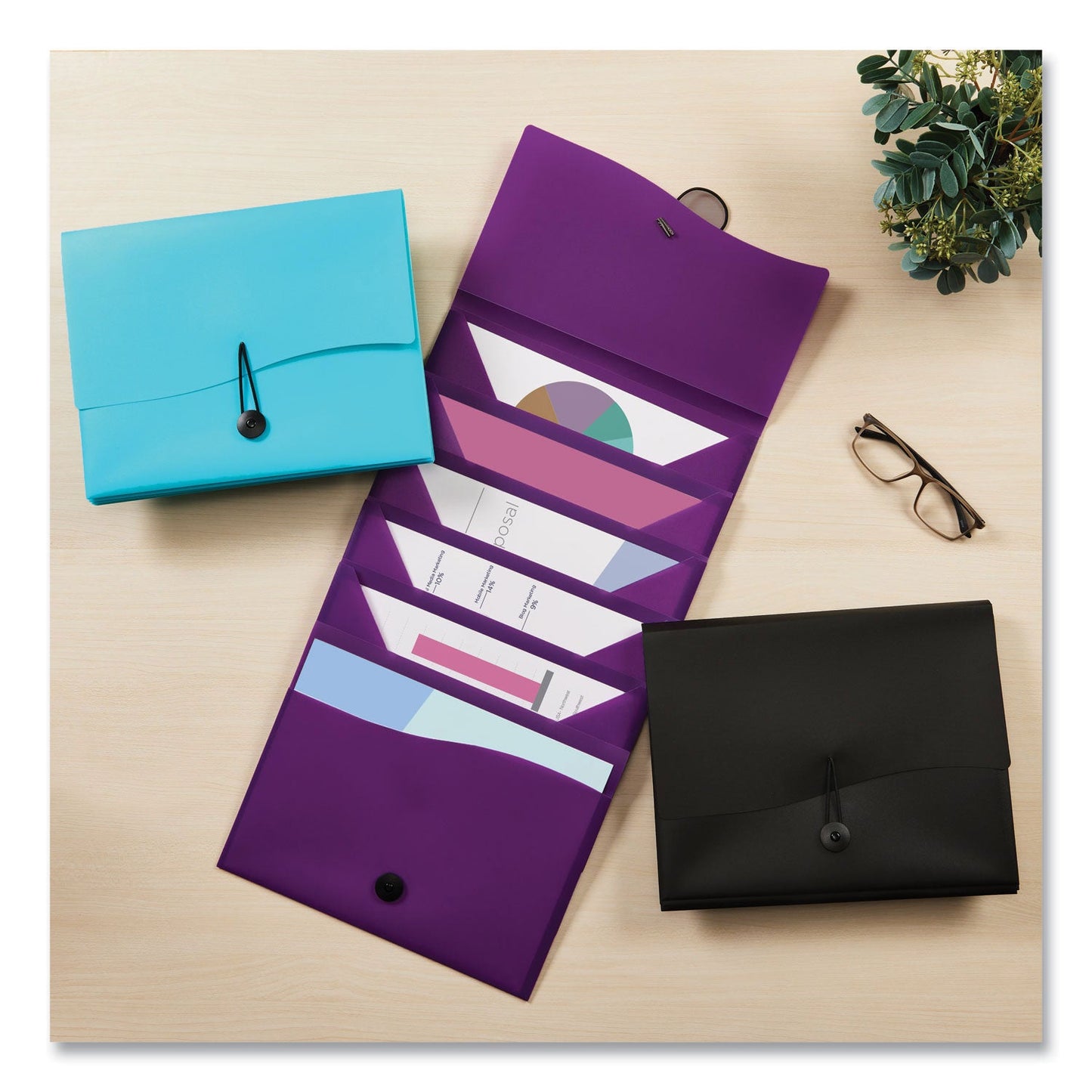 Avery Slide and View Expanding File, 6 Sections, Hook/Loop Closure, Letter Size, Black (AVE73542)