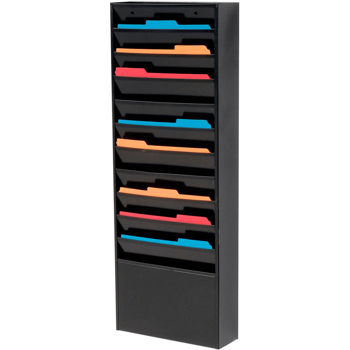 Global Industrial 11 Pockets - Medical Chart Hanging Wall File Holder - Black (WB806407)