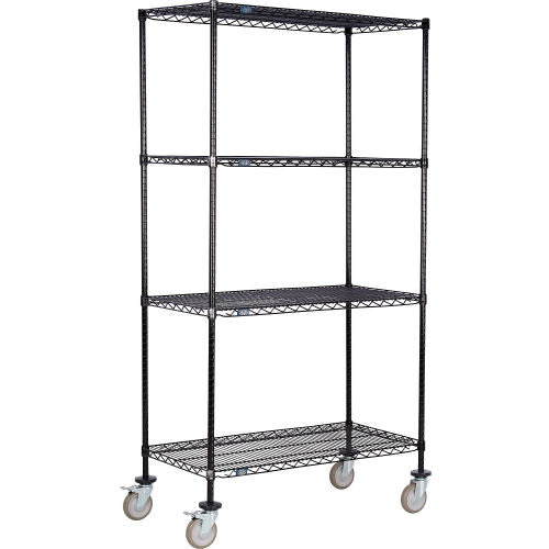 Nexel 4 Shelf Truck, Black Epoxy, 60"W x 24"D x 69"H, Polyurethane Swivel Casters, 2 Brakes (WBB2256867)