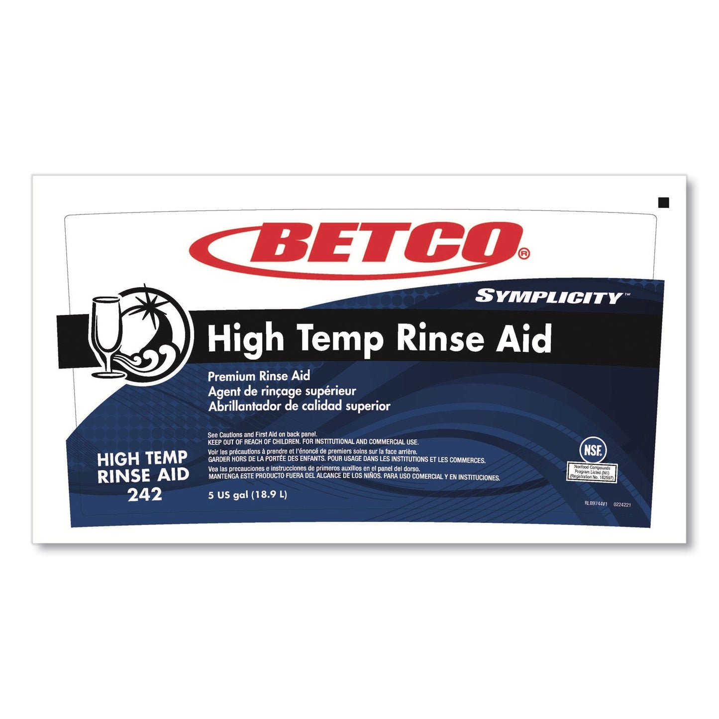 Betco Symplicity High Temp Rinse Aid, 5 gal Pail (BET2427800)