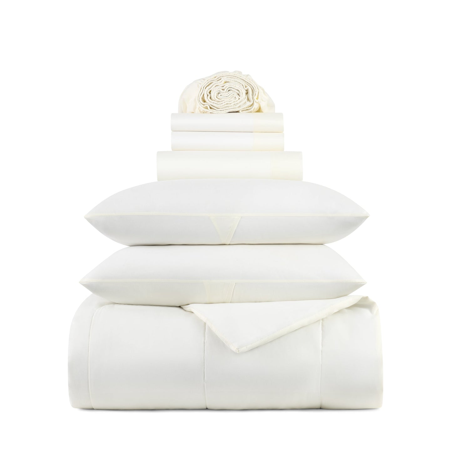 Arkwright Home Family Essentials Bed in Bag 7PC - King - White (P-BIAB-KG-WH)