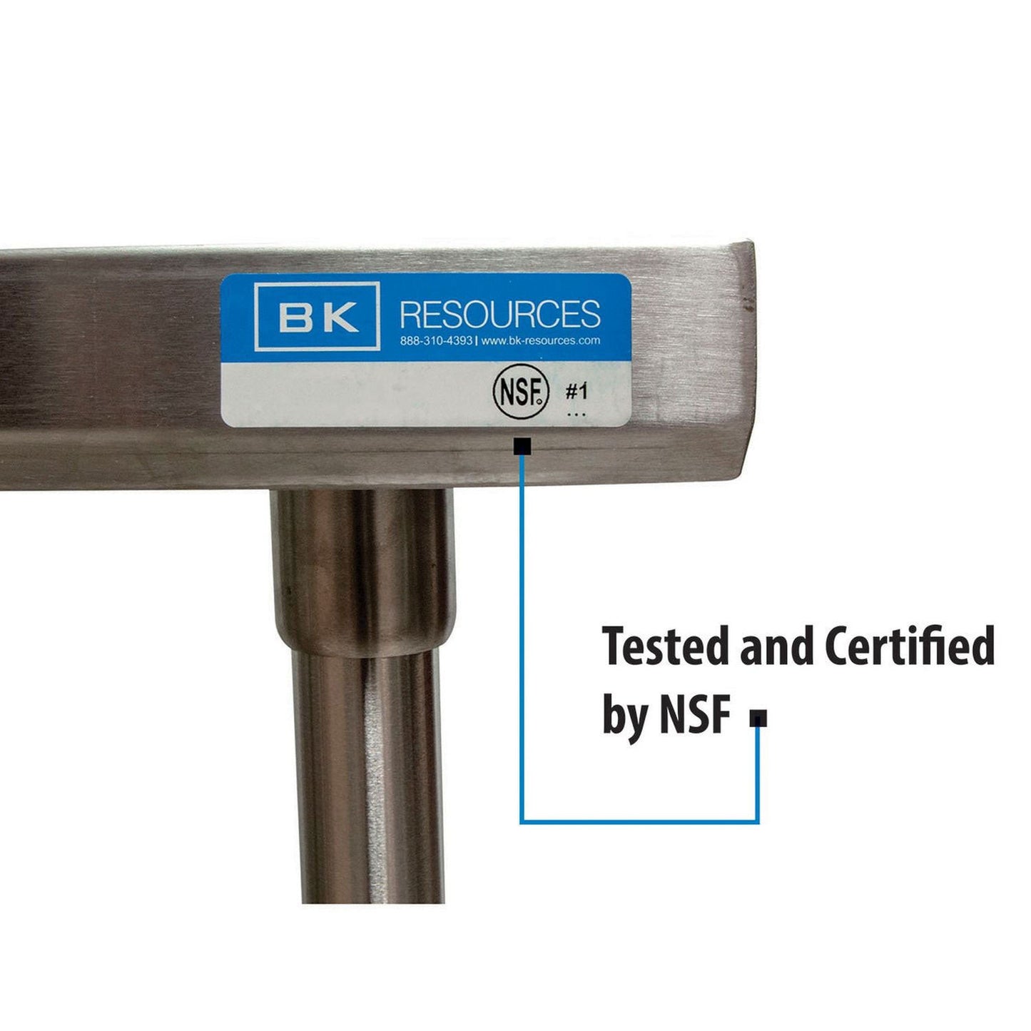 BK Resources Stainless Steel 5" Riser Top Tables, 72w x 30d x 39.75h, Silver, 2/Pallet (BKE2VTR57230)