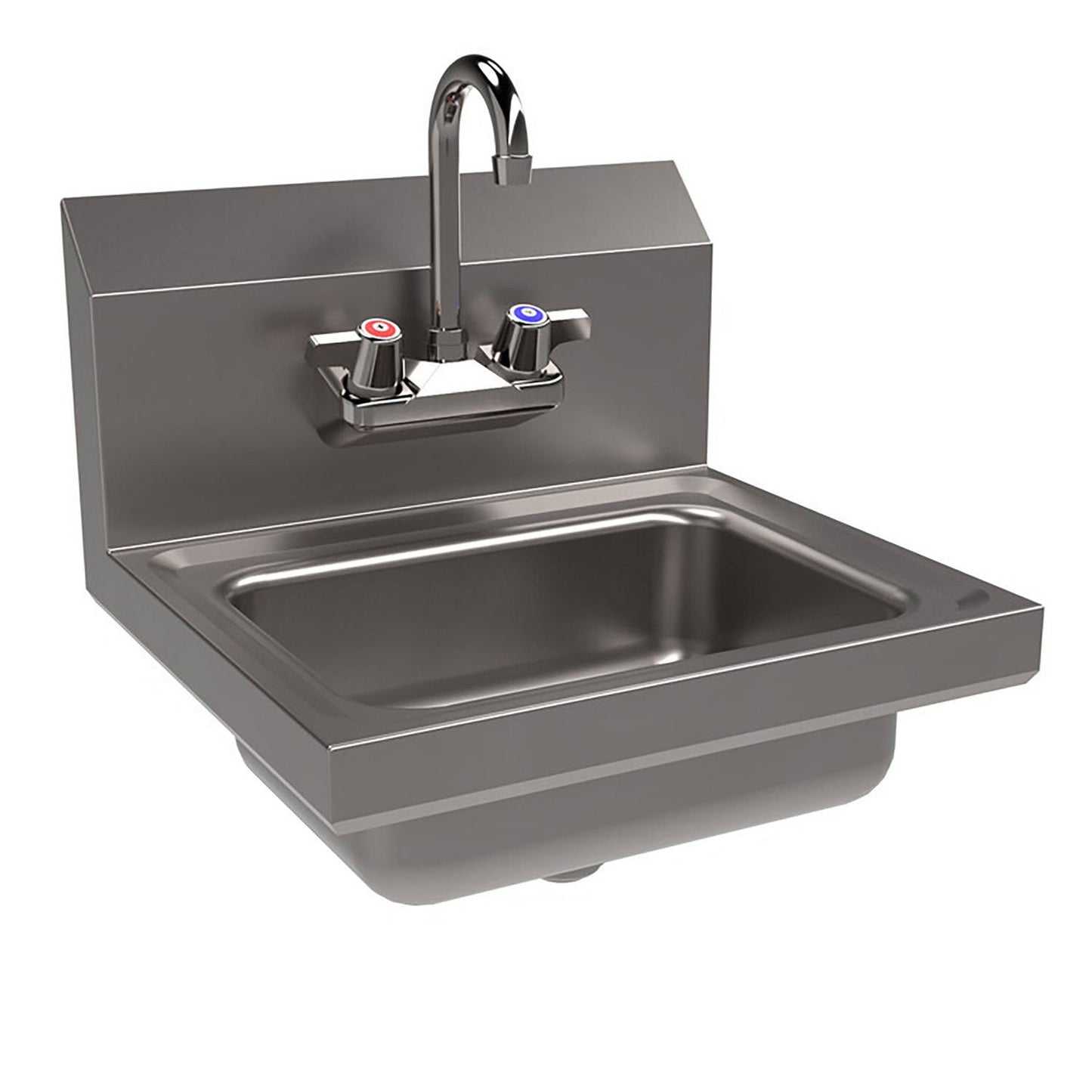 BK Resources Stainless Steel Hand Sink with Faucet, 14" l x 10" w x 5" d (BKEBKHSW1410PG)