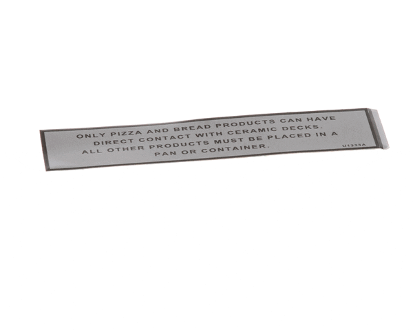 Bakers Pride U1333A Label; Warning [Pizza Oven/Cor (BKPU1333A)