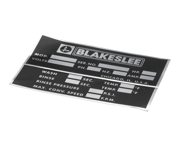 Blakeslee 99705 Data Label (BLA99705)
