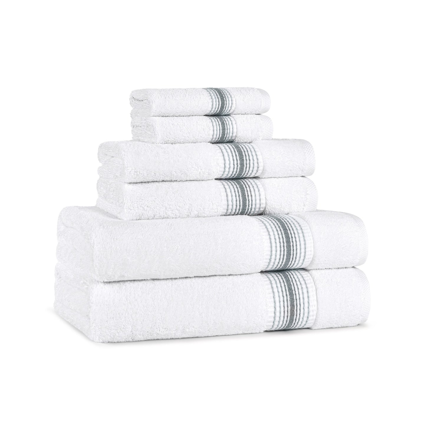 Aston & Arden Turkish 6 Piece Bathroom Towel Set - Striped - Slate Grey (PNP-BST-STT-SLT)