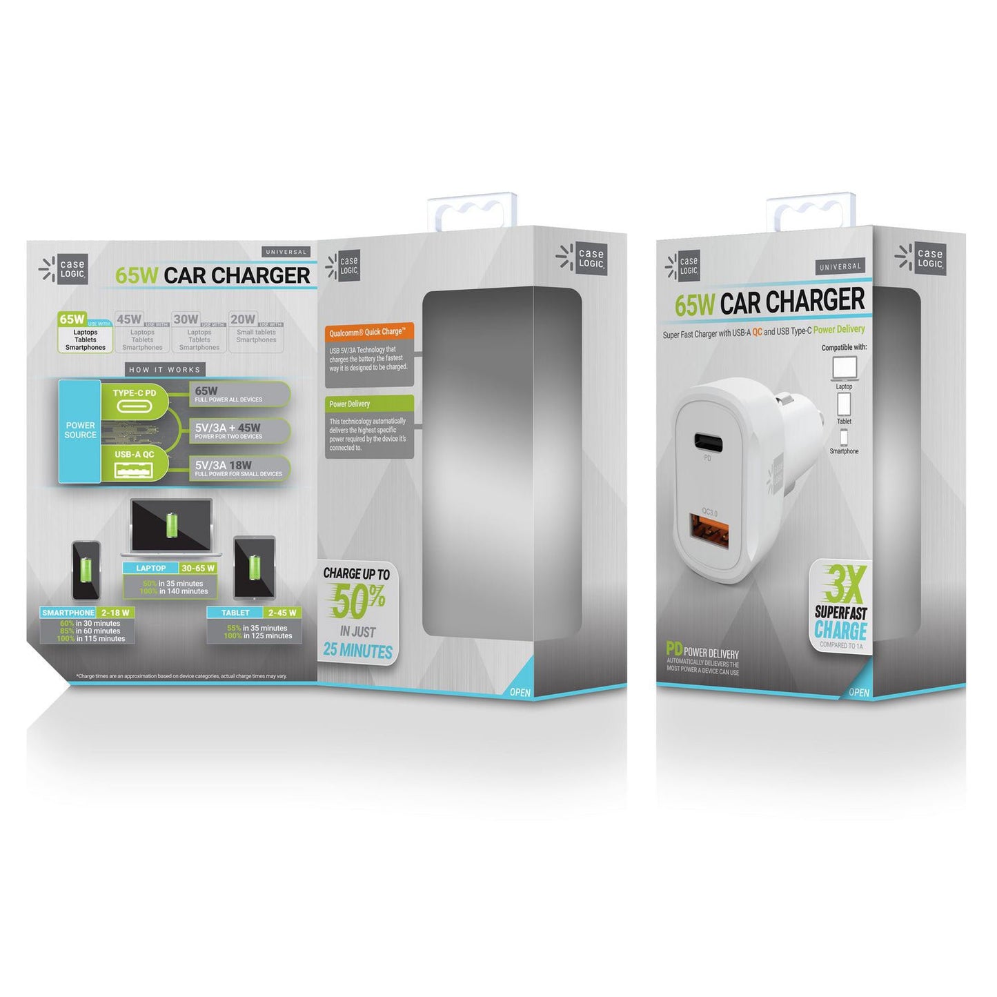 ByTech PD Car Charger, 60 W, Two 2 A Ports, White (BTHCLPDV6105WT)