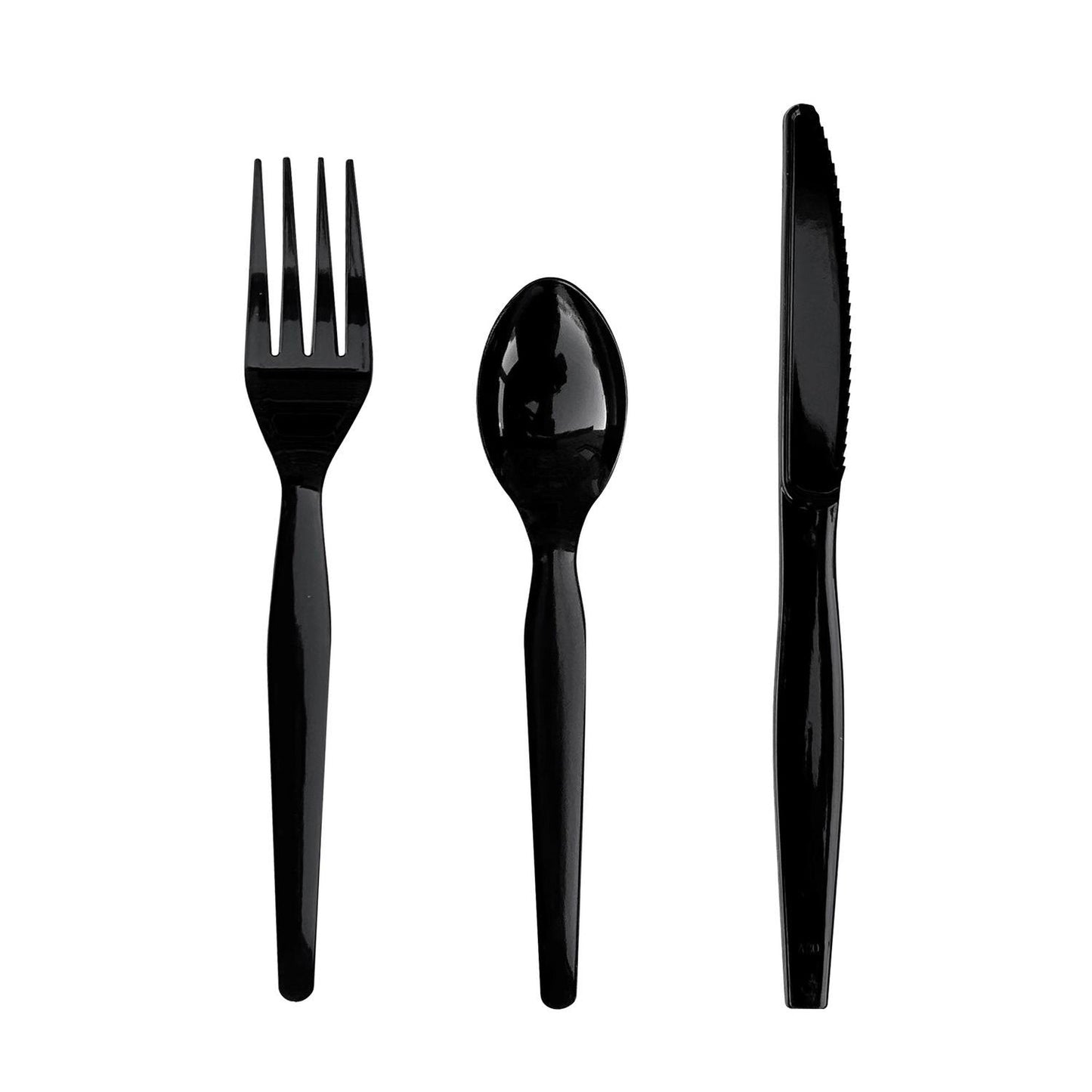 Boardwalk Three-Piece Cutlery Kit, Fork/Knife/Teaspoon, Heavyweight, Black, 250/Carton (BWK3KITHVYBL)