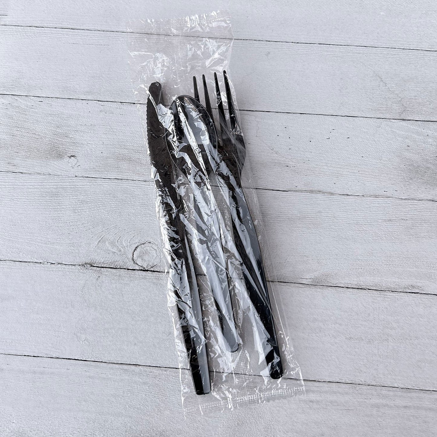 Boardwalk Three-Piece Cutlery Kit, Fork/Knife/Teaspoon, Heavyweight, Black, 250/Carton (BWK3KITHVYBL)