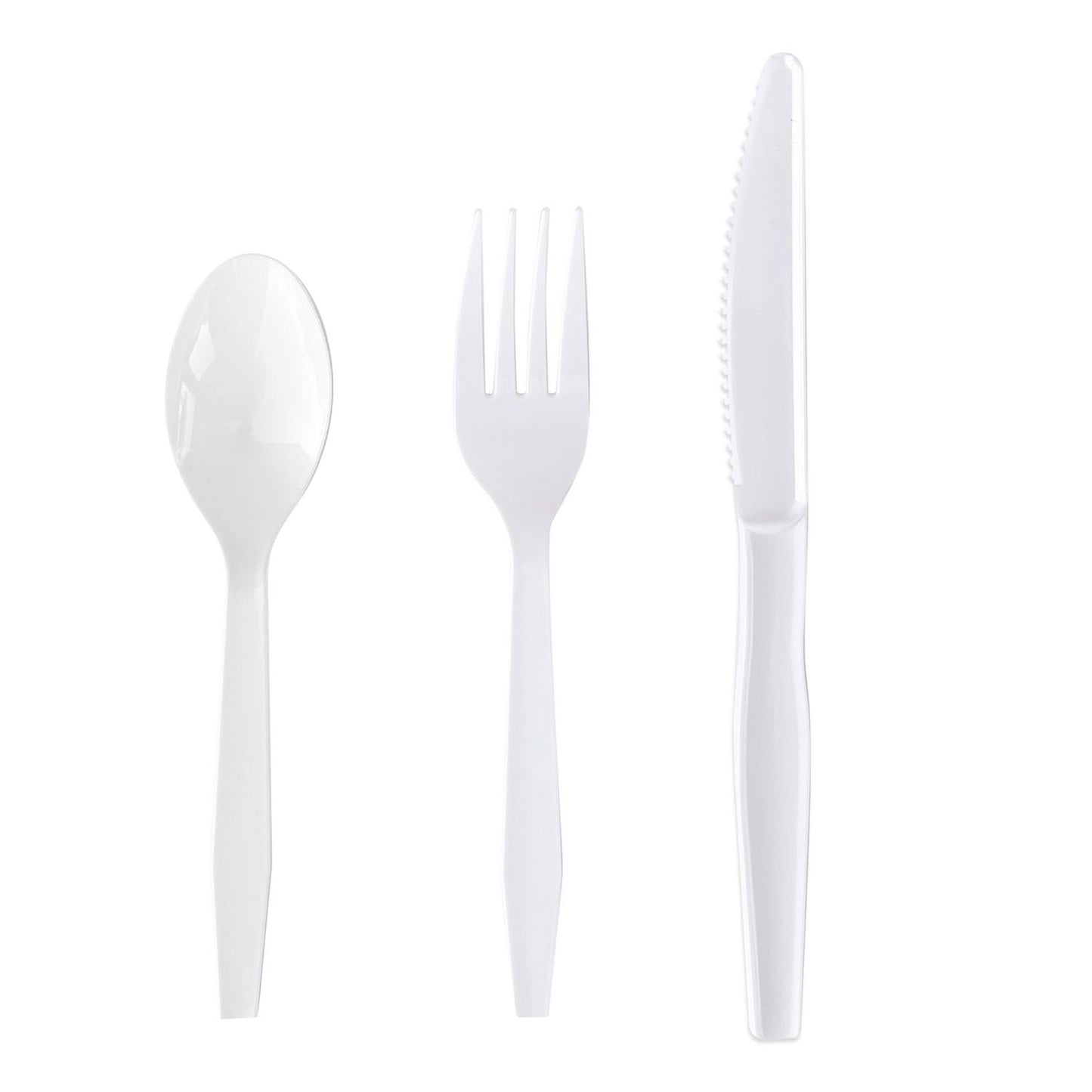 Boardwalk Three-Piece Cutlery Kit, Fork/Knife/Teaspoon, Polystyrene, White, 250/Carton (BWK3KITHVYWH)