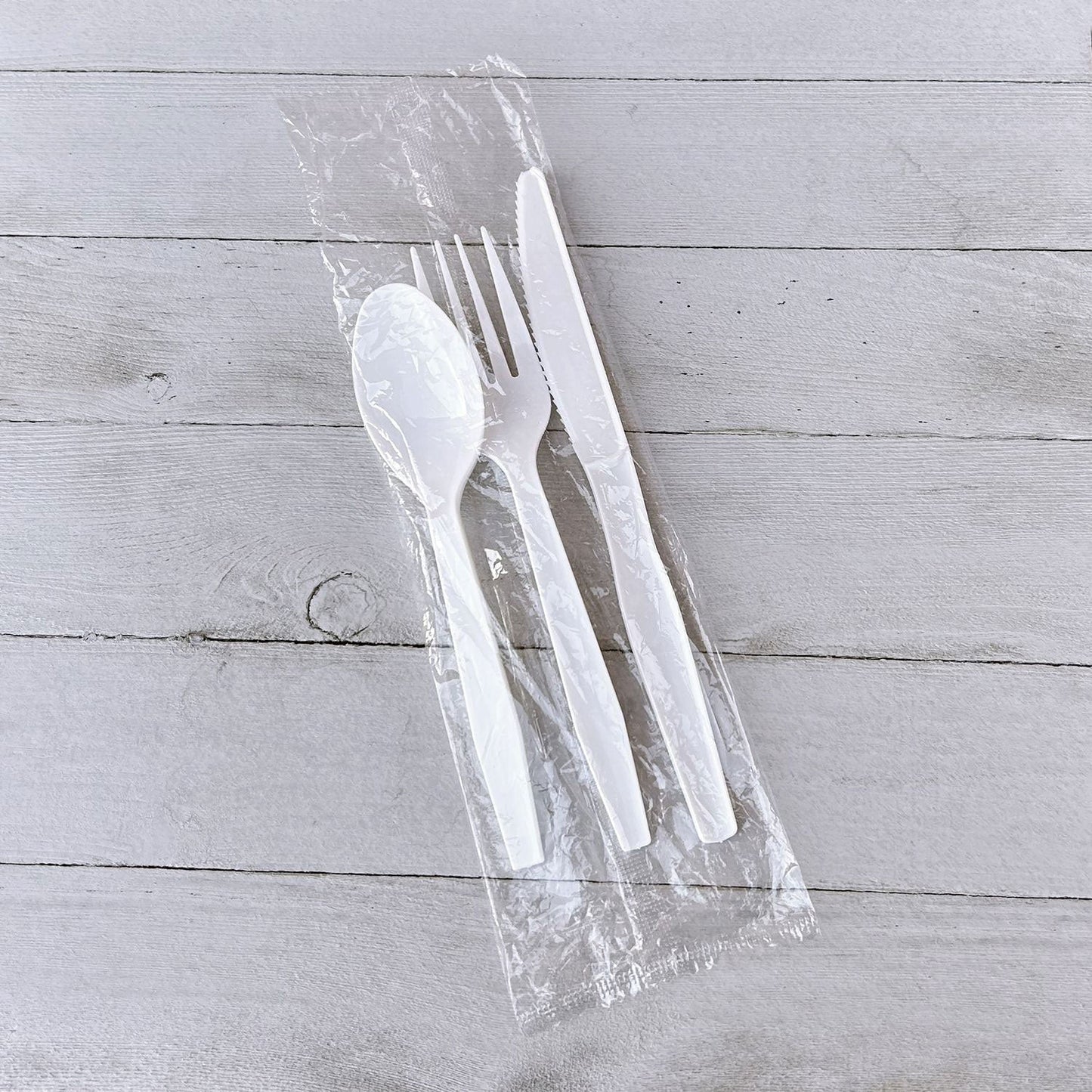 Boardwalk Three-Piece Cutlery Kit, Fork/Knife/Teaspoon, Polystyrene, White, 250/Carton (BWK3KITHVYWH)