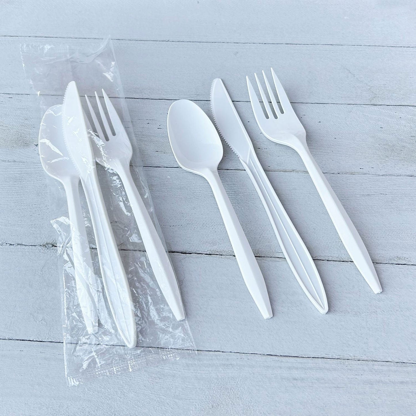 Boardwalk Three-Piece Cutlery Kit, Fork/Knife/Teaspoon, Mediumweight, White, 250/Carton (BWK3KITWHPS)