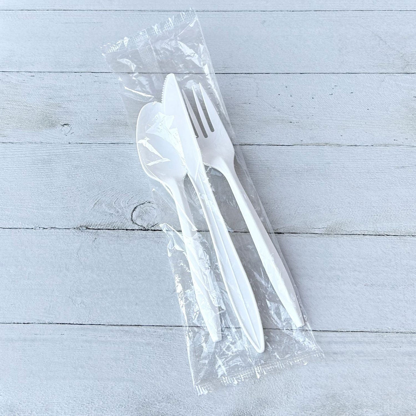 Boardwalk Three-Piece Cutlery Kit, Fork/Knife/Teaspoon, Mediumweight, White, 250/Carton (BWK3KITWHPS)