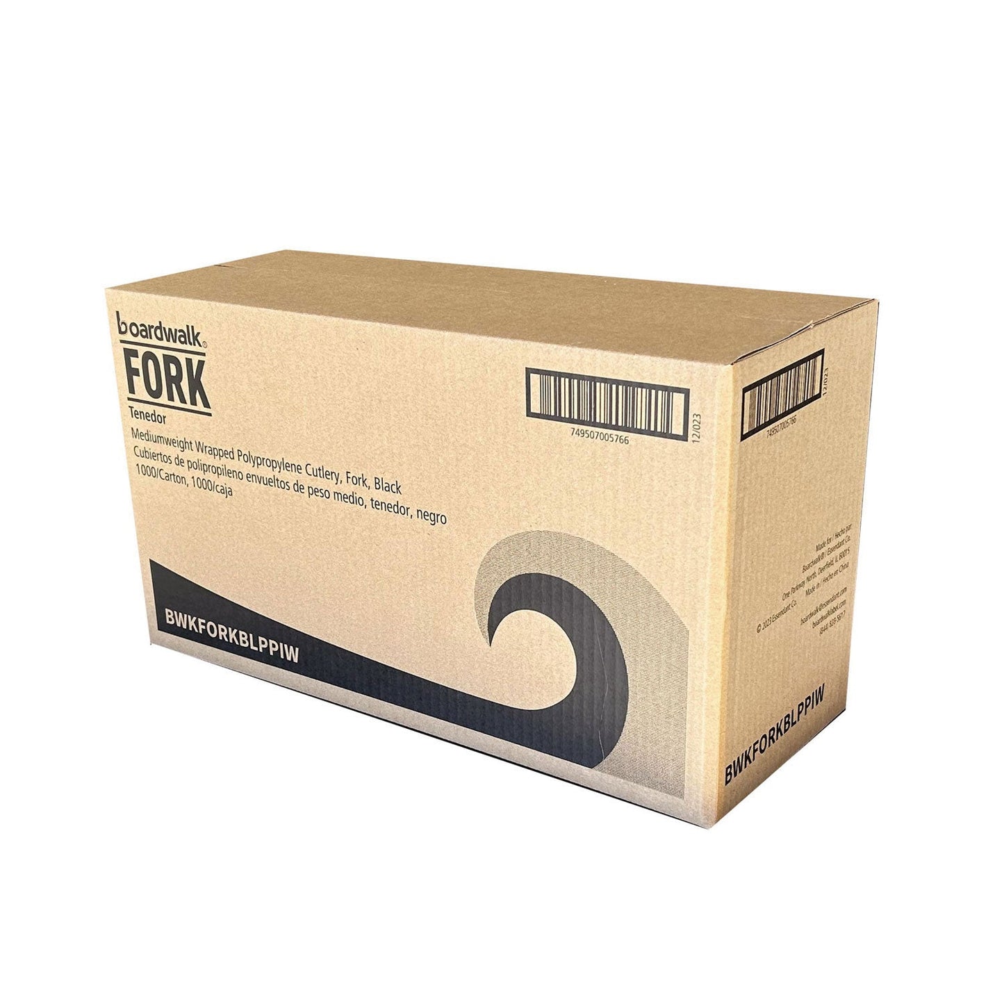 Boardwalk Mediumweight Wrapped Polypropylene Cutlery, Fork, Black, 1,000/Carton (BWKFORKBLPPIW)