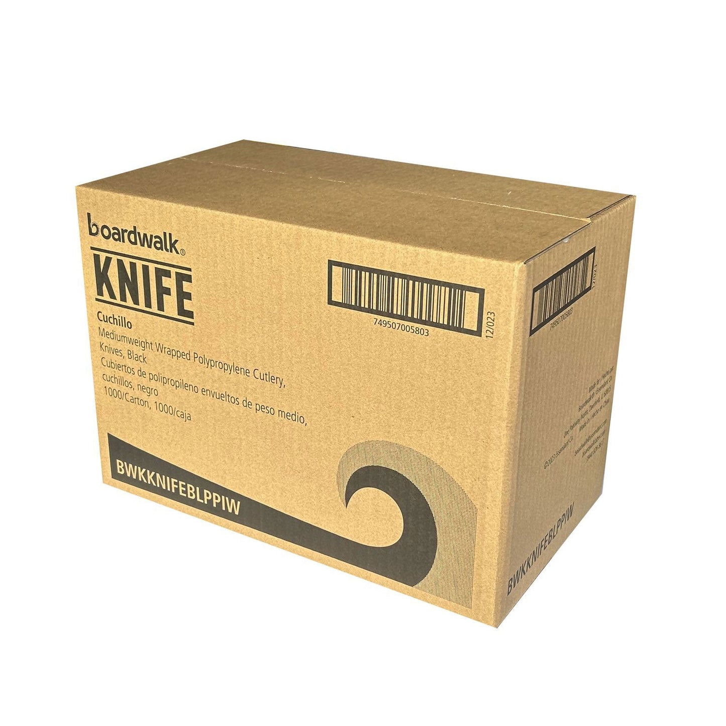 Boardwalk Mediumweight Wrapped Polypropylene Cutlery, Knife, Black, 1,000/Carton (BWKKNIFEBLPPIW)