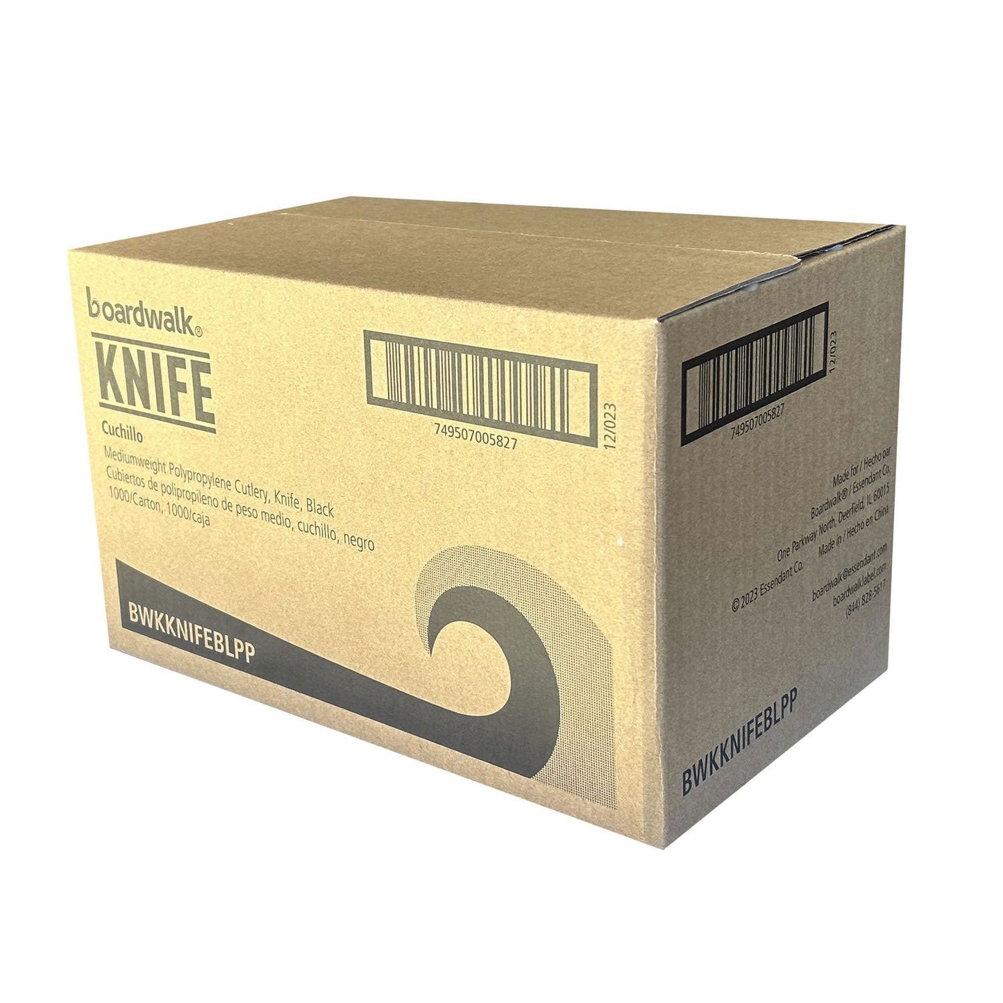 Boardwalk Mediumweight Polypropylene Cutlery, Knife, Black, 1,000/Carton (BWKKNIFEBLPP)