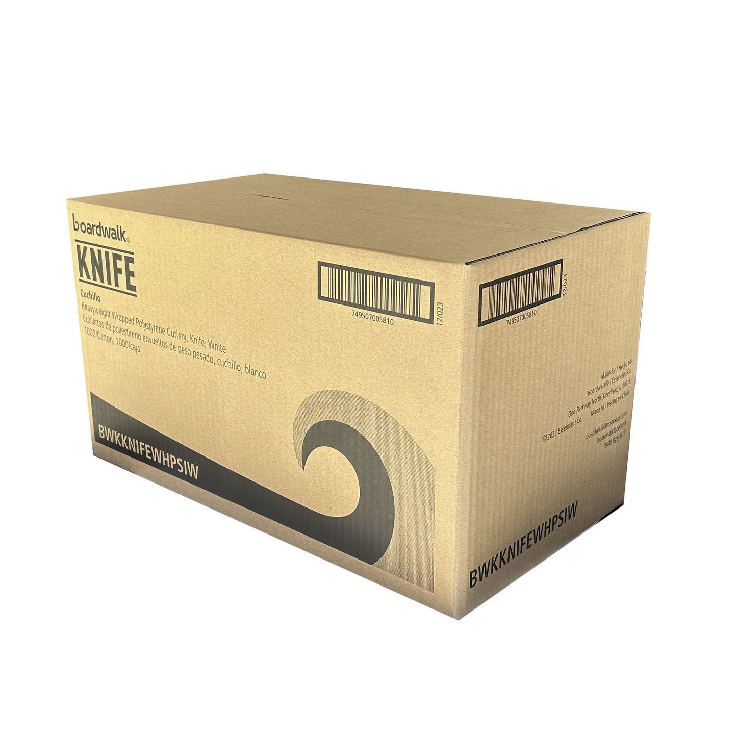 Boardwalk Heavyweight Wrapped Polystyrene Cutlery, Knife, White, 1,000/Carton (BWKKNIFEWHPSIW)
