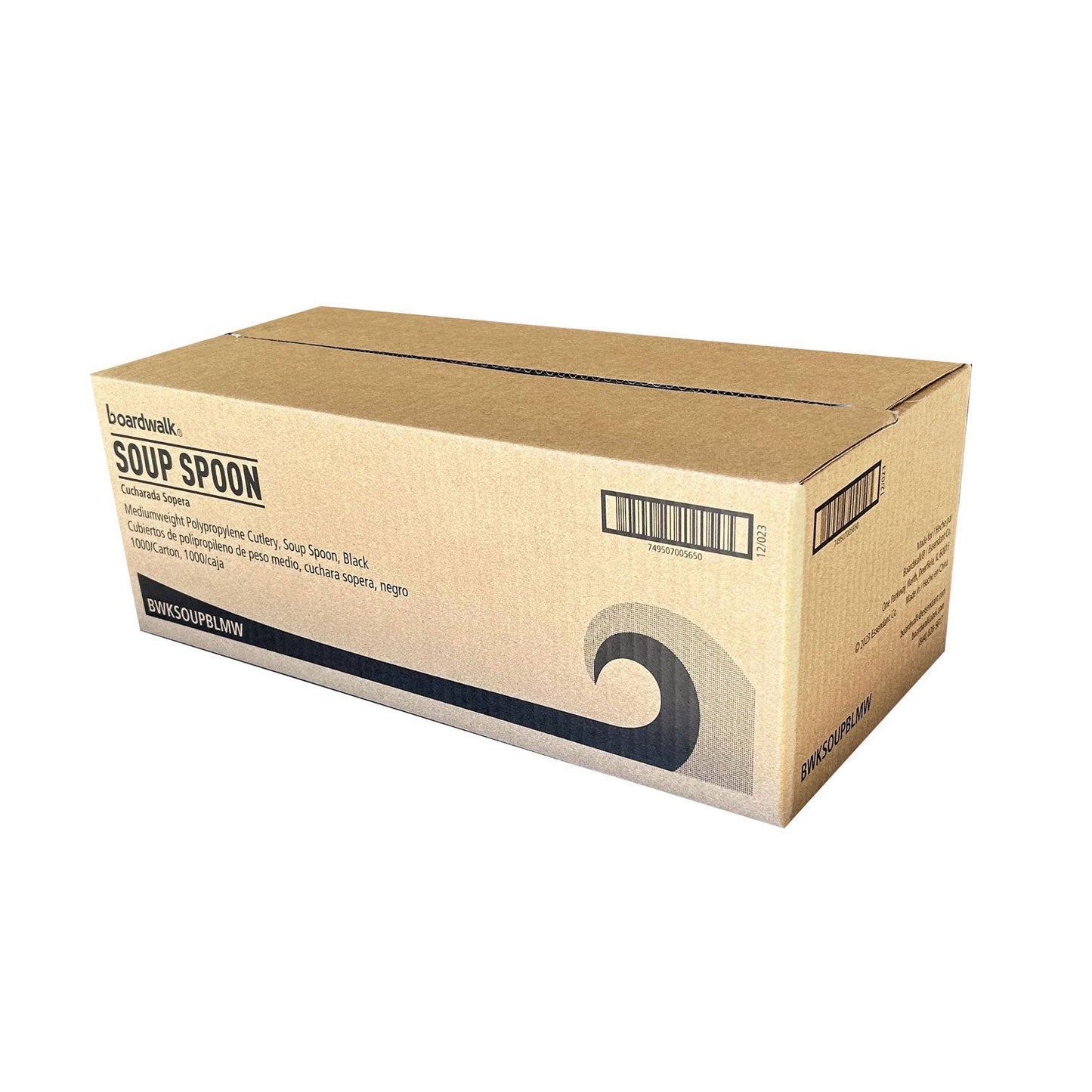 Boardwalk Mediumweight Polypropylene Cutlery, Soup Spoon, Black, 1,000/Carton (BWKSOUPBLMW)
