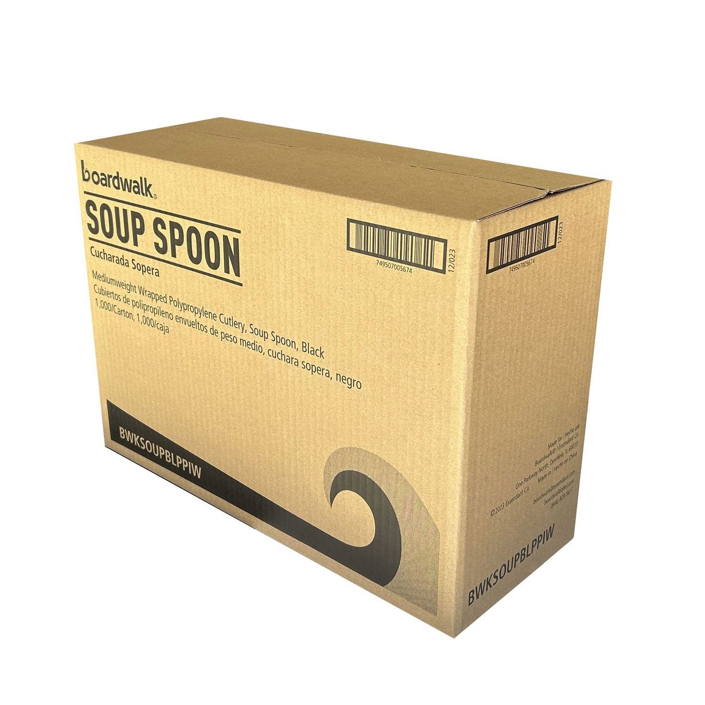 Boardwalk Mediumweight Wrapped Polypropylene Cutlery, Soup Spoon, Black, 1,000/Carton (BWKSOUPBLPPIW)