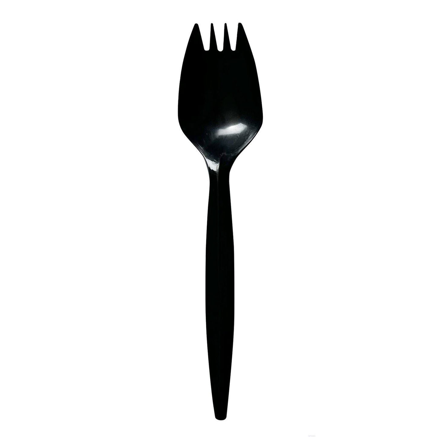 Boardwalk Mediumweight Wrapped Polypropylene Cutlery, Spork, Black, 1,000/Carton (BWKSPORKBLPPIW)