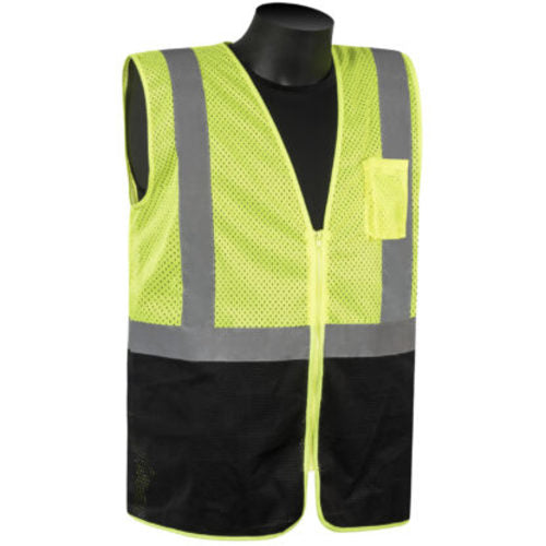 HiViz Gard™ Class 2 Safety Vest Hi-Vis Green Mesh w/Black Bottom, Large (HOSC16002QGB-L)
