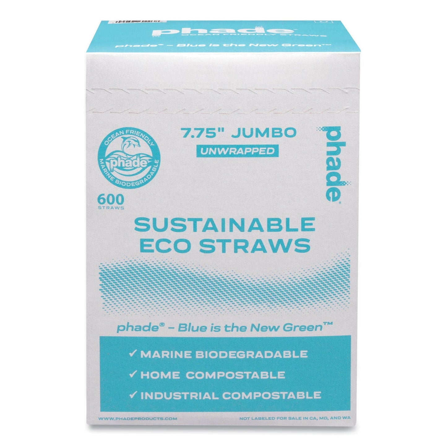 phade Marine Biodegradable Straws, 7.75", Ocean Blue, 6,000/Carton (CAR511203)