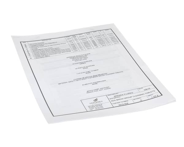 Concordia Beverage Systems 2910-004 Msds Sheet For Brew Tablets (CCO2910-004)
