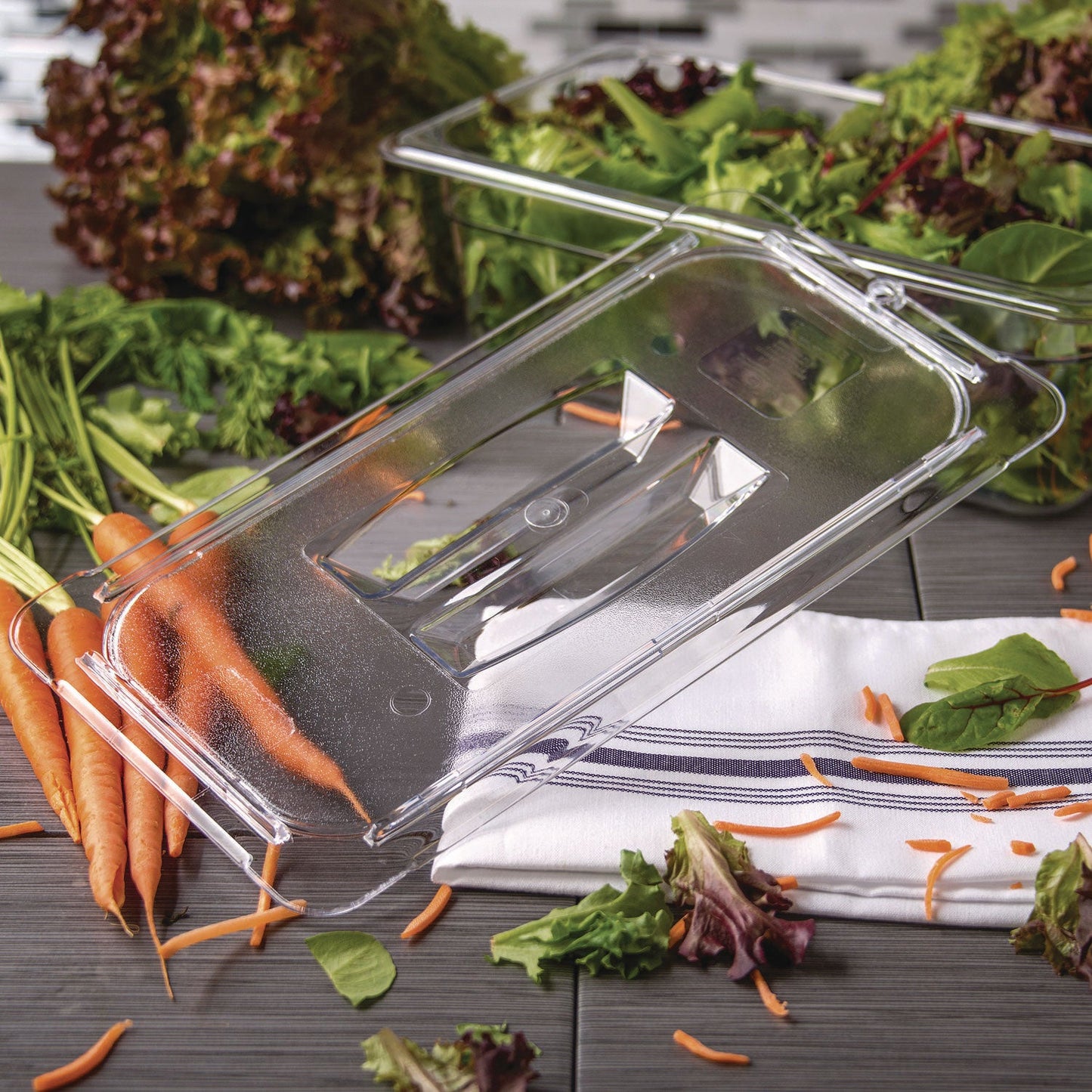 Carlisle StorPlus Polycarbonate Handled Universal Lid, 7 x 12.5 x 0.88, Clear, Plastic (CFS10270U07)