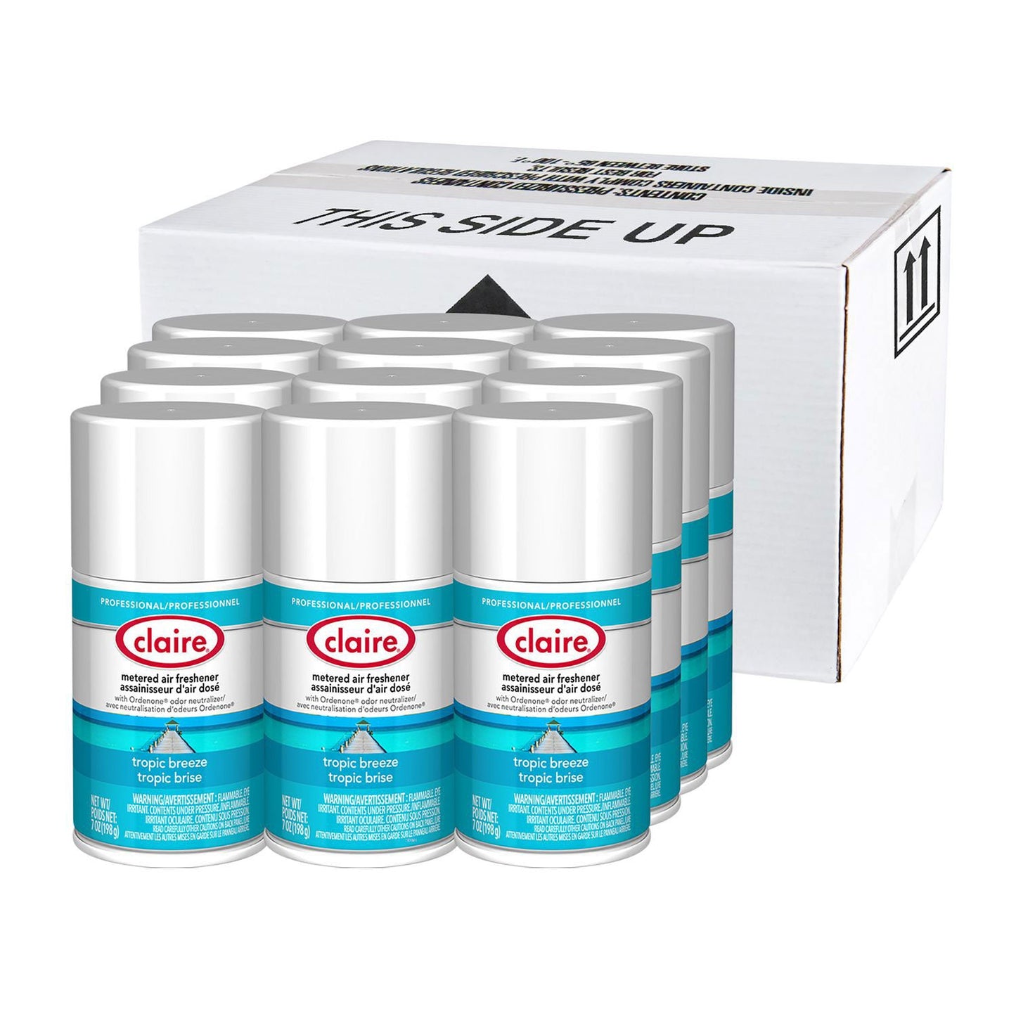 Claire Metered Air Freshener, 7 oz Aerosol Spray, Tropic Breeze, 12/Carton (CGC105)