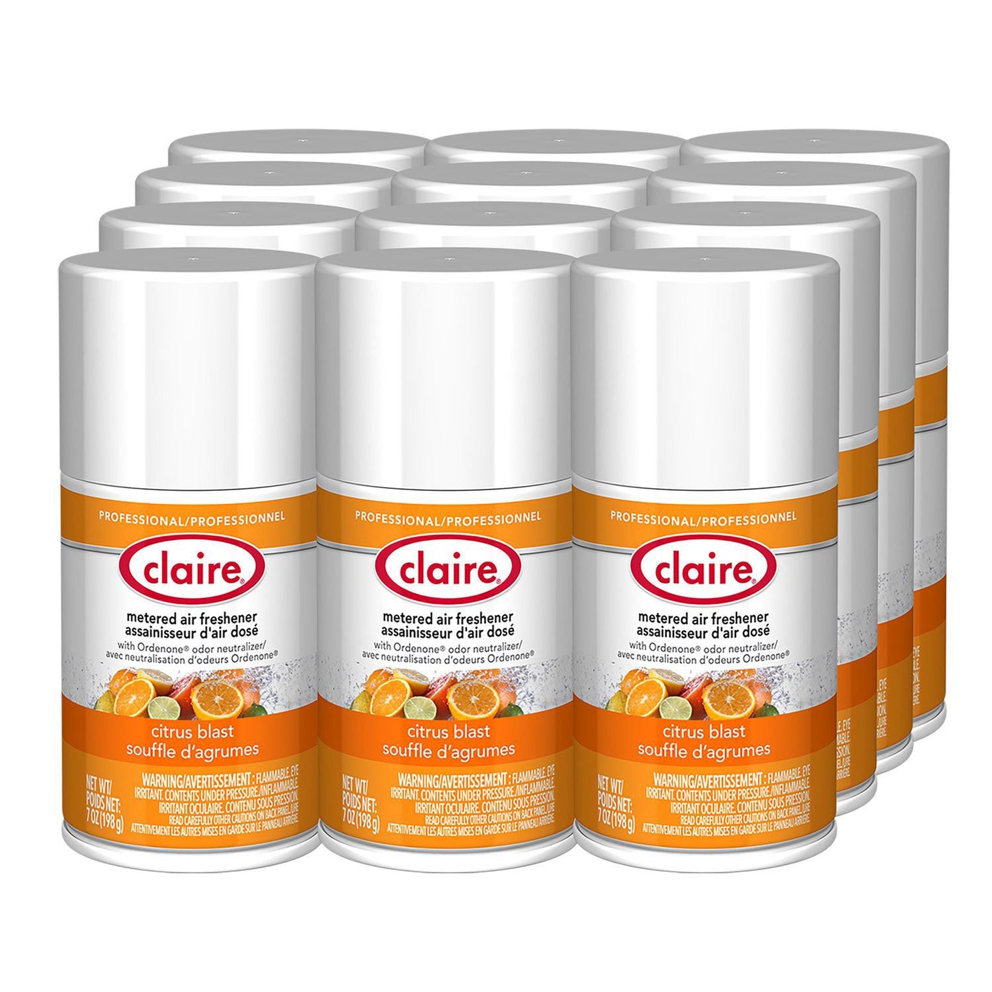 Claire Metered Air Freshener, 7 oz Aerosol Spray, Citrus Blast, 12/Carton (CGC112)
