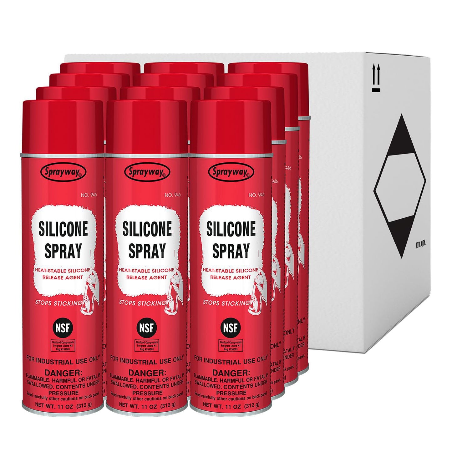 Sprayway Silicone Spray, 11 oz Aerosol Spray, 12 Cans (CGC946)